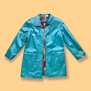 Vintage Teal Leather Jacket